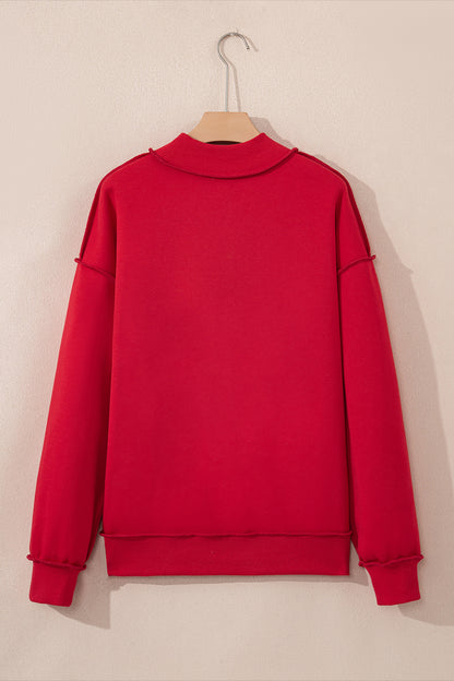 Carrot Oversize Drop Shoulder Reversible Mock Neck Sweatshirt