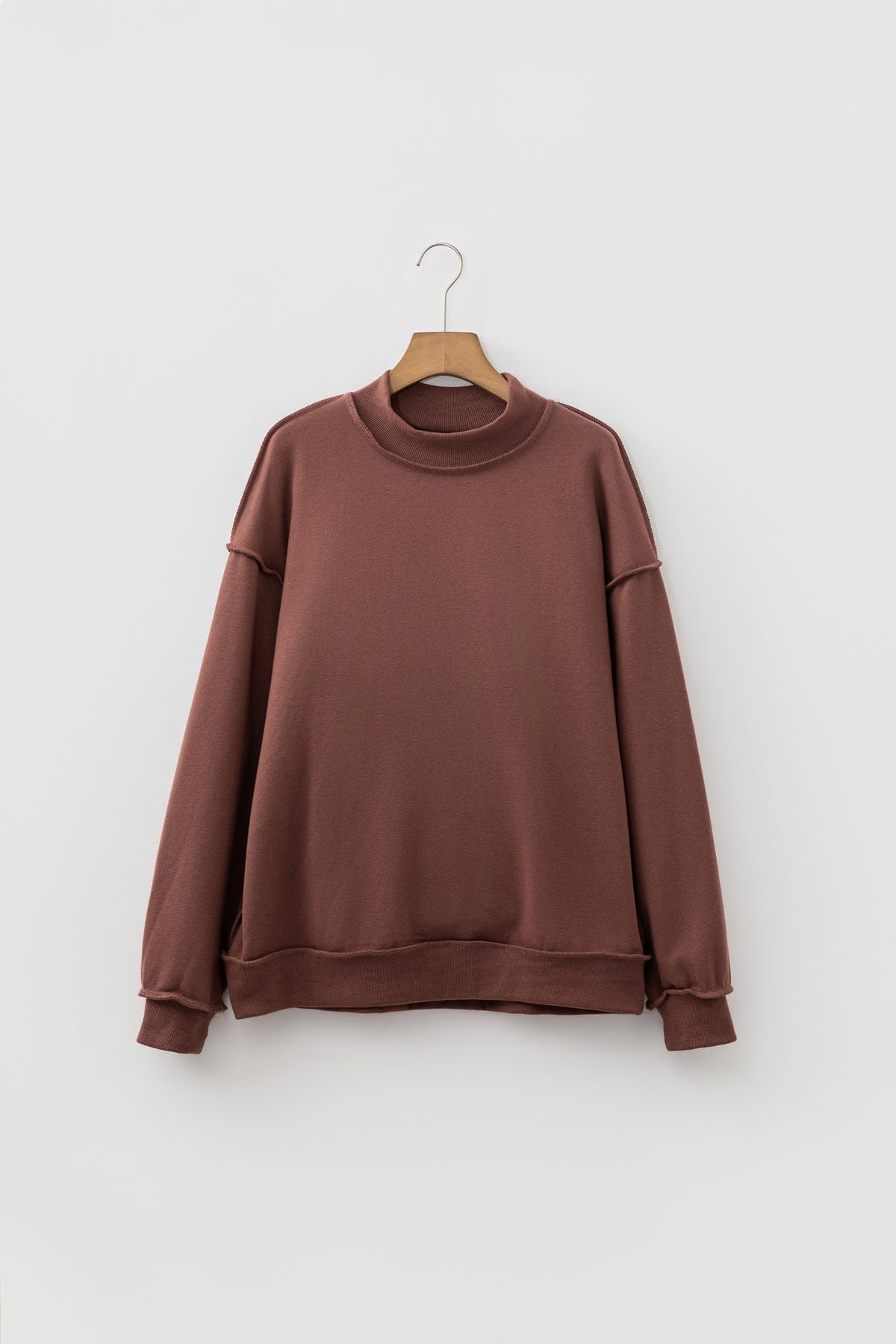 Carrot Oversize Drop Shoulder Reversible Mock Neck Sweatshirt