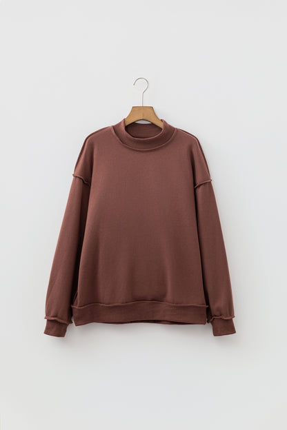 Carrot Oversize Drop Shoulder Reversible Mock Neck Sweatshirt