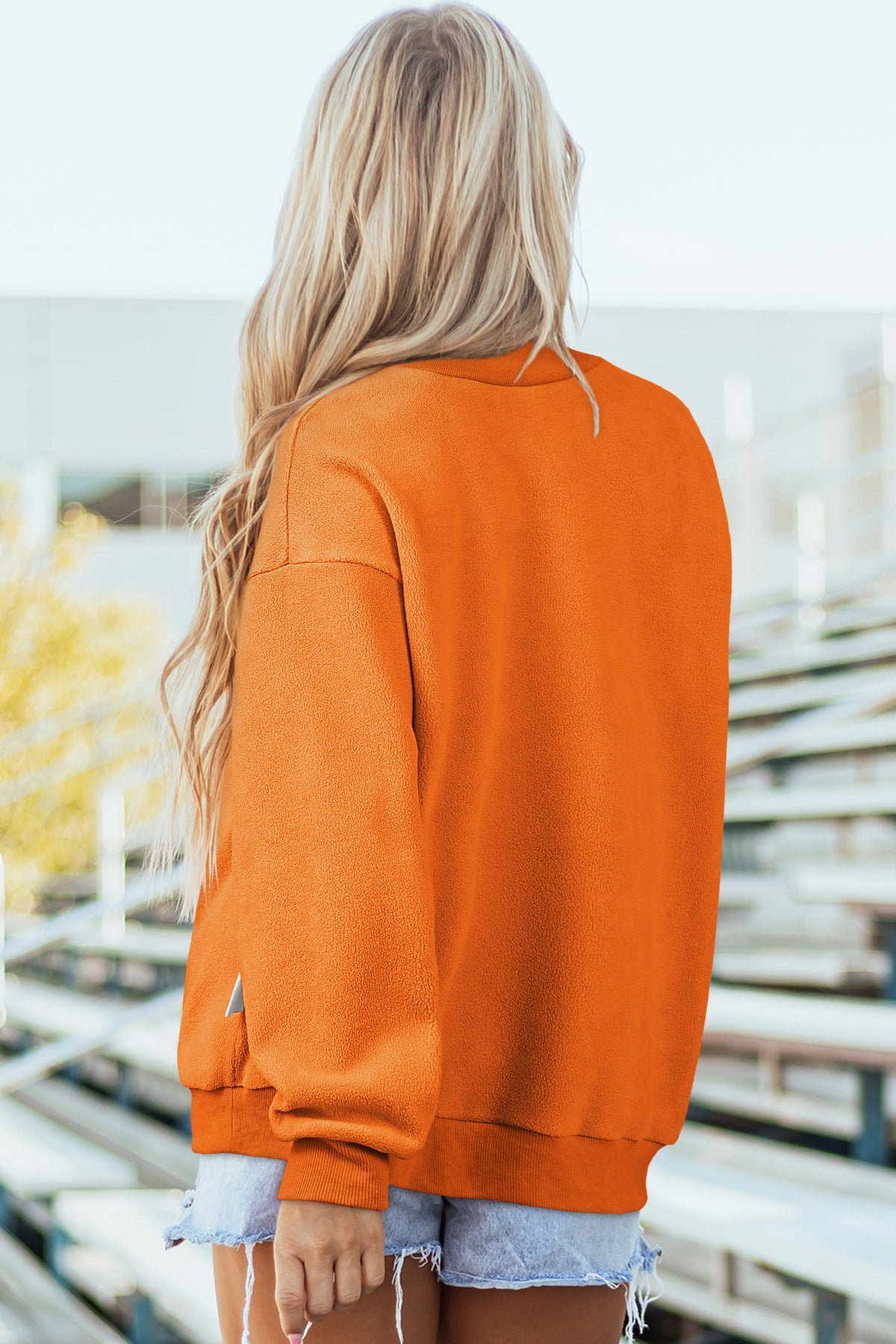 Carrot Oversize Drop Shoulder Reversible Mock Neck Sweatshirt