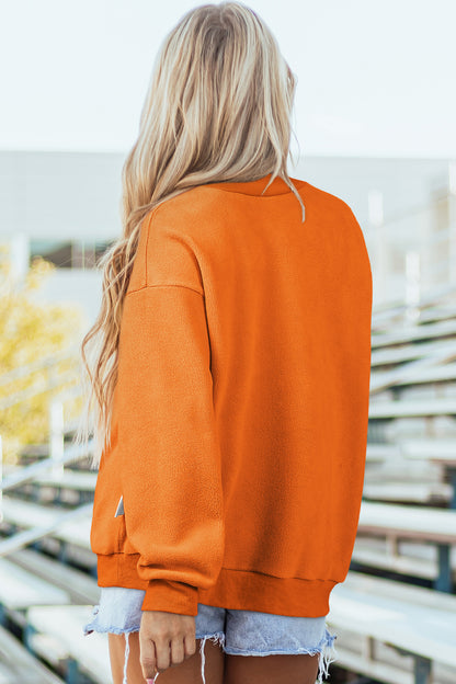Carrot Oversize Drop Shoulder Reversible Mock Neck Sweatshirt
