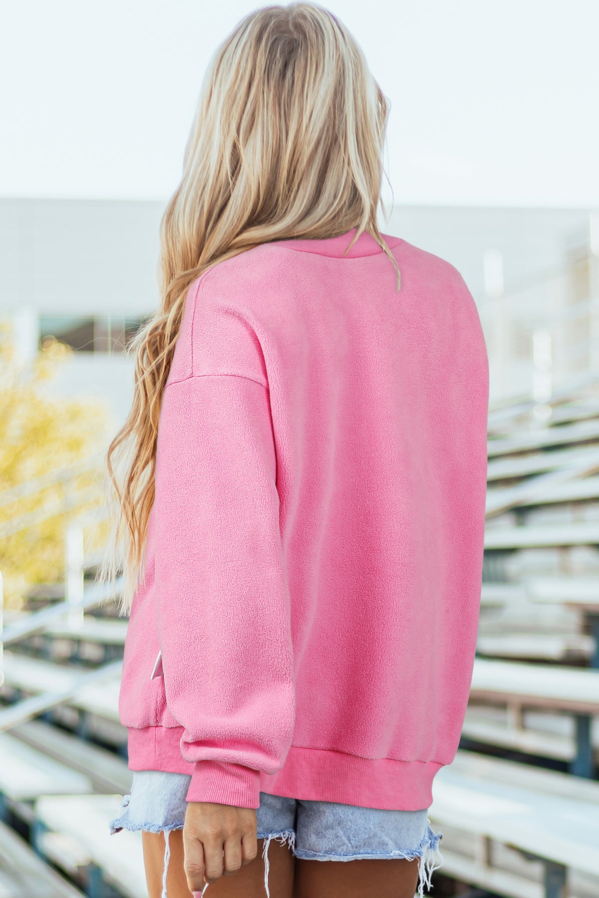Carrot Oversize Drop Shoulder Reversible Mock Neck Sweatshirt