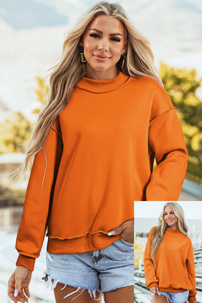 Carrot Oversize Drop Shoulder Reversible Mock Neck Sweatshirt
