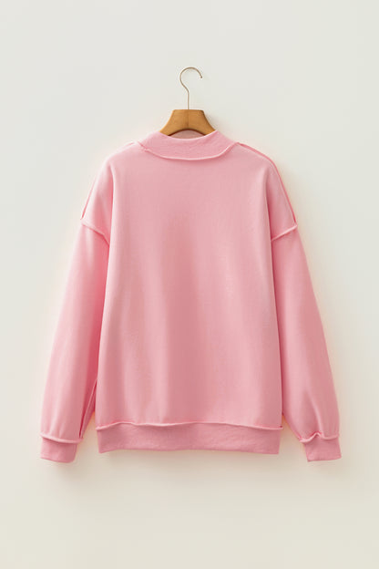 Carrot Oversize Drop Shoulder Reversible Mock Neck Sweatshirt