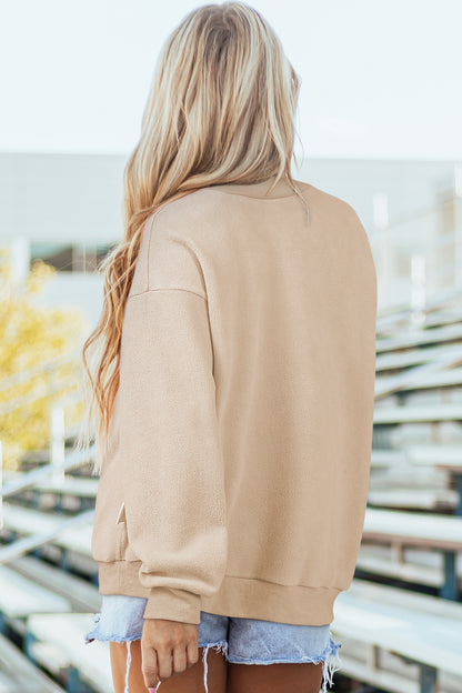 Carrot Oversize Drop Shoulder Reversible Mock Neck Sweatshirt