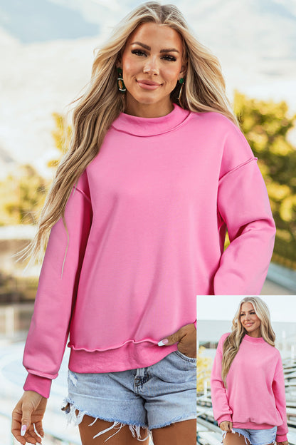 Carrot Oversize Drop Shoulder Reversible Mock Neck Sweatshirt