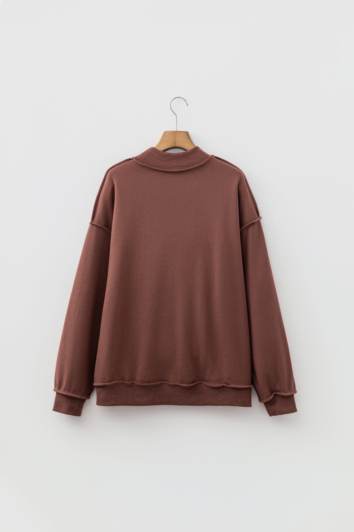 Carrot Oversize Drop Shoulder Reversible Mock Neck Sweatshirt