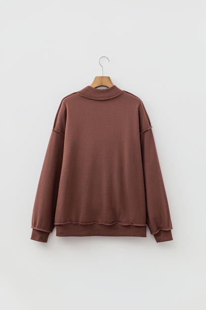 Carrot Oversize Drop Shoulder Reversible Mock Neck Sweatshirt