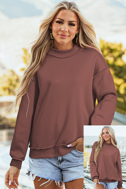 Carrot Oversize Drop Shoulder Reversible Mock Neck Sweatshirt