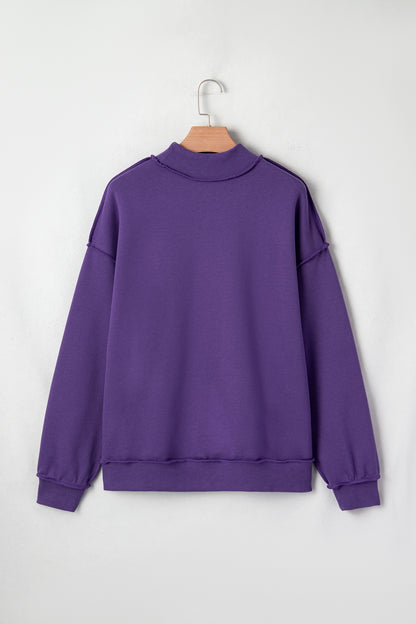 Carrot Oversize Drop Shoulder Reversible Mock Neck Sweatshirt