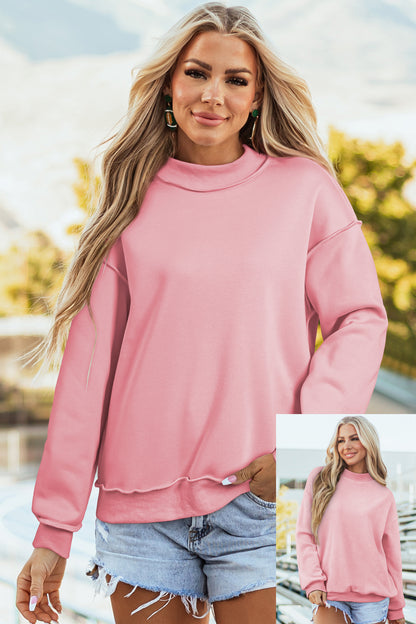 Carrot Oversize Drop Shoulder Reversible Mock Neck Sweatshirt