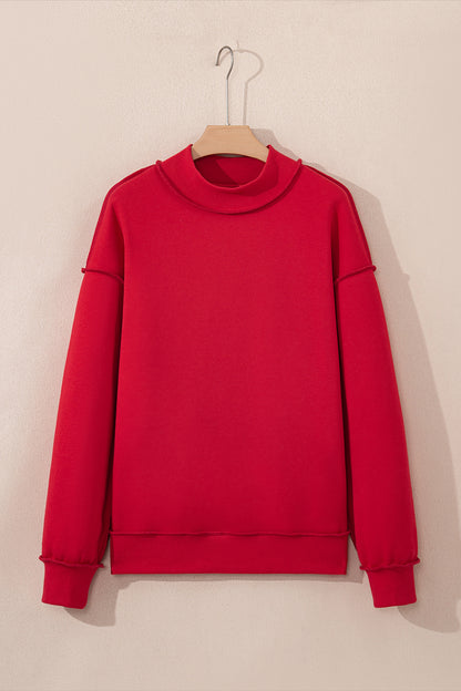 Carrot Oversize Drop Shoulder Reversible Mock Neck Sweatshirt