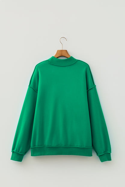 Carrot Oversize Drop Shoulder Reversible Mock Neck Sweatshirt